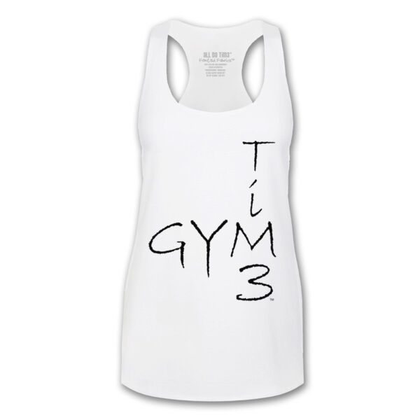 GYM TIM3 - PREMIUM WOMEN'S RACEREBACK TANK - WHITE Thumbnail
