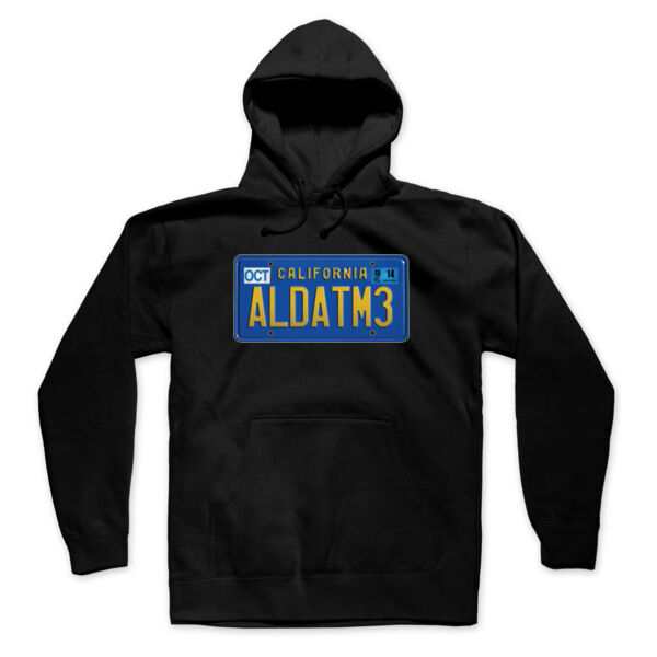 ADT CALI PLATE - BLUE - PREMIUM UNISEX PULLOVER HOODIE - BLACK Thumbnail