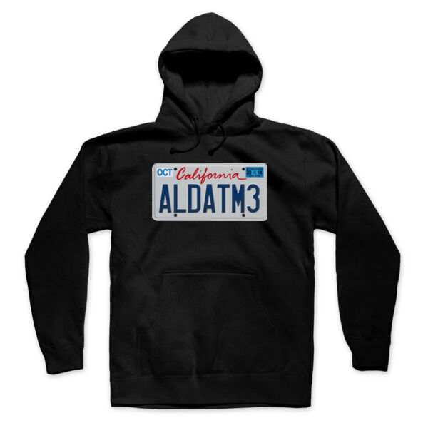 ADT CALI PLATE - WHITE - PREMIUM UNISEX PULLOVER HOODIE - BLACK Thumbnail