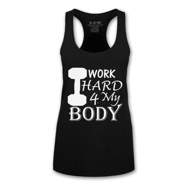 I WORK HARD - PREMIUM LADIES RACERBACK TANK - BLACK Thumbnail