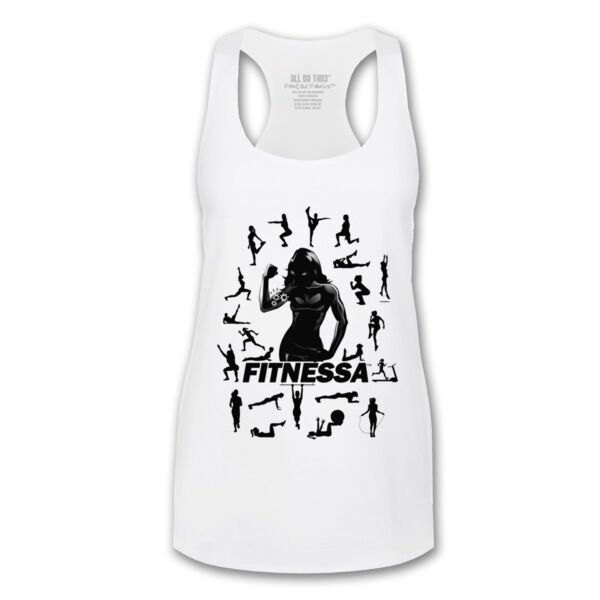 FITNESSA - PREMIUM WOMEN'S RACERBACK TANK TOP - WHITE Thumbnail