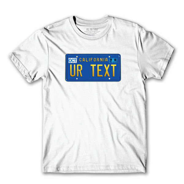 PERSONALIZED LICENSE PLATE BLUE - PREMIUM MEN'S S/S TEE - WHITE Thumbnail